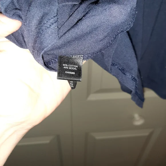 Express Dark Blue Ruffled Neck Top - Picture 4 of 5